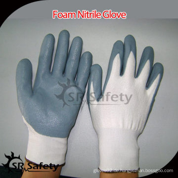 SRSAFETY 13G gestrickte Nylon-beschichtete Schaumstoff-Nitril-Handschuhe, Schaumstoff-Liner